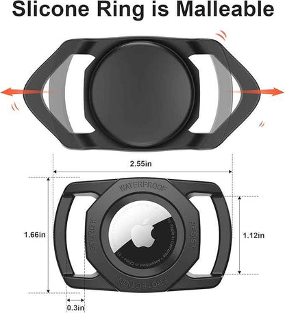 SANKALA Airtag Holder for Dog Collar, [1 Pack] Waterproof Dog Collar Airtag Holder, Soft Silicone Full-Body Protective Anti-Lost Air Tag Case, Ultra-Durable, Easy Installation, Lightweight, Black