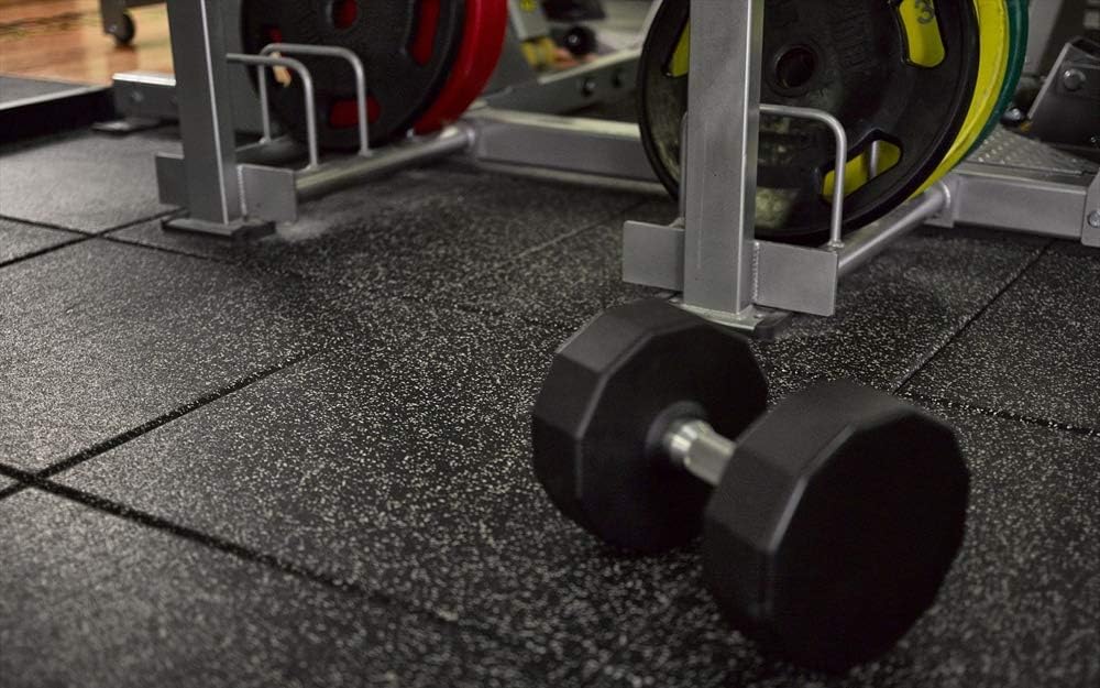 American Floor Mats - Extreme Rubber Gym Tiles - 1 Inch Thick Colorful - Superior Shock and Sound Absorbing - 35% Orange/Grey/White - 2' x 2' Single Tile (Covers 4 Sq Ft)