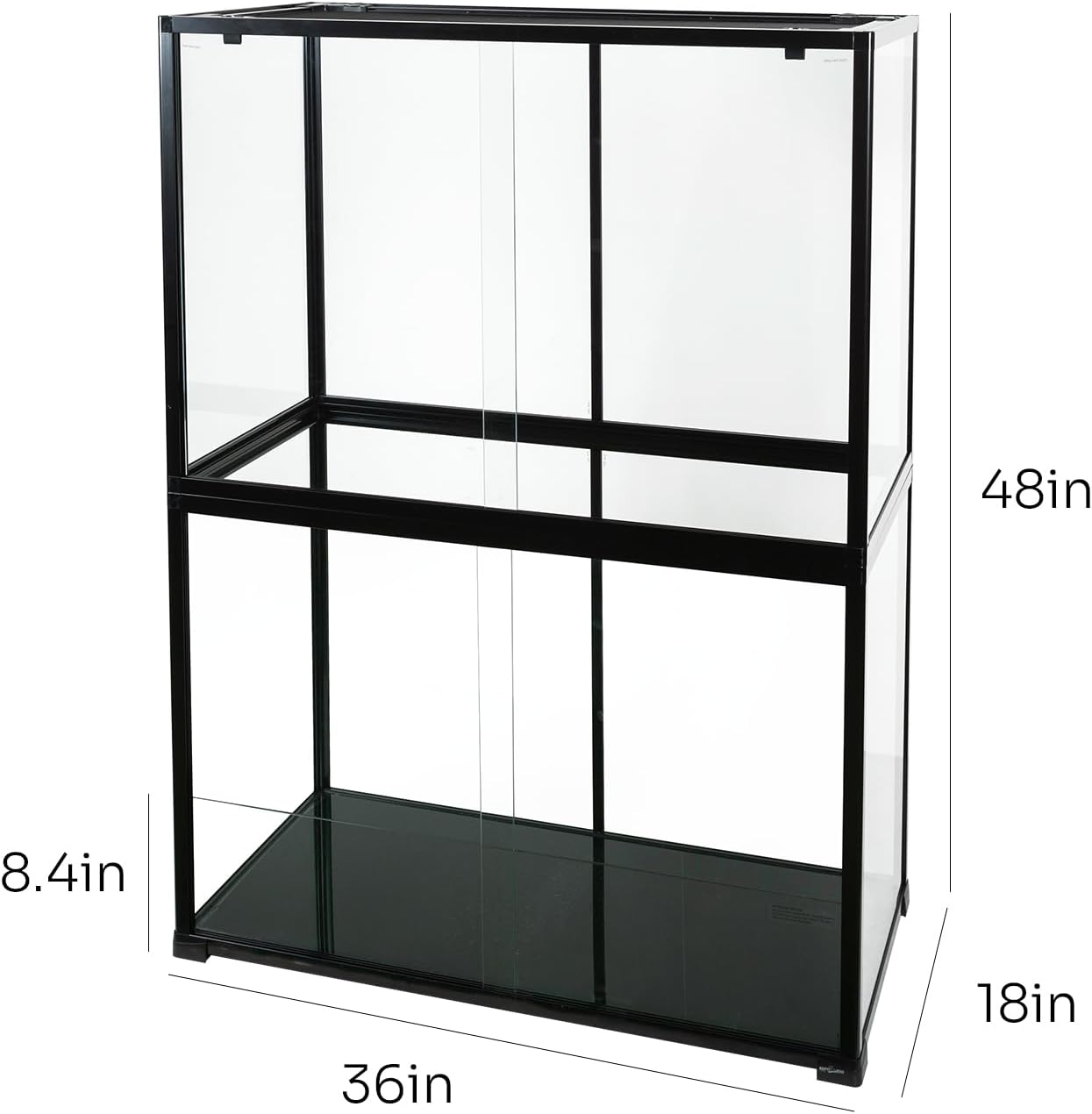 REPTIZOO 135 Gallon Glass Reptile Terrarium Tank, 36" x 18" x 48" Wide & Tall Reptile Terrarium, Chameleon Cage with Sliding Front Door Top Screen Ventilation, Easy Assembly - Pawvie