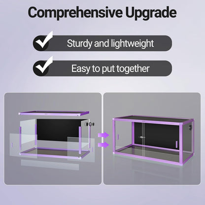 REPTI ZOO 50 Gallon Reptile Terrarium, 36" x 18" x 18" Light Weight Reptile Enclosure, Colored Reptiles Tank with Tempered Glass Door, Large Habitat for Bearded Dragon, Snake, Lizard, Gecko-Purple