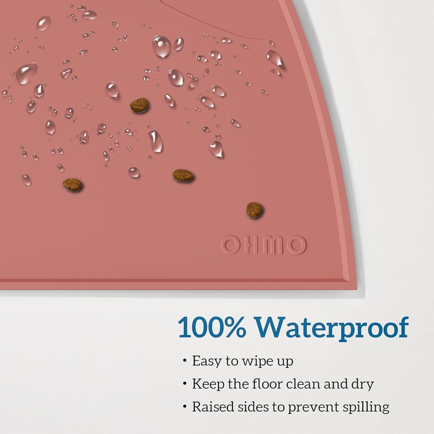 OHMO - Cat Food Mat, Silicone Pet Feeding Mat for Floor Non-Skid Waterproof Dog Water Bowl Tray, Easy to Clean Pet Placemat