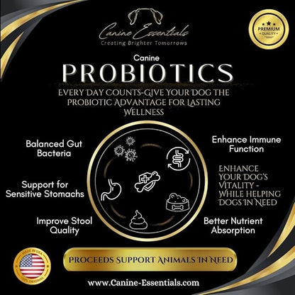 Probiotics for Dogs – Duck Flavour – Approx. 90 Chews, 8 oz – Digestive & Immune Support Supplement – Human-Grade Ingredients – Supports Animals in Need
