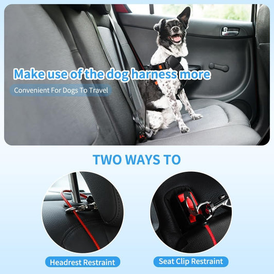 Dog Seat Belt Harness for Car,2pcs Dog Seatbelt of Coated Wire Leash Safety Restraint,No Chew Tether Cable Vehicle Dog Accessories,Double Clips & Latch (2 Pack Black, 24 inch/60 CM)