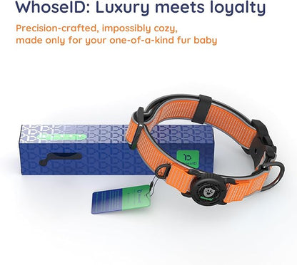 WhoseID Premium Dog Collar for Large Dogs - IPX8 Waterproof AirTag Dog Collar | Magnetic Buckle Heavy Duty Collar | 450LB Escape-Proof | Reflective Dog Collar with AirTag Holder