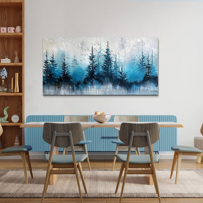 hyidecorart Framed Wall Art For Living Room Wall Decor For Office Misty Forest Trees Pictures Scenery Abstract Wall Painting Artwork Bedroom Decoration Canvas Prints Art Home Room Posters Hang Easy