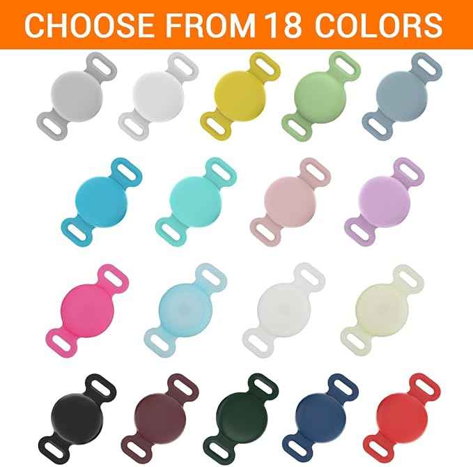 Personalized Waterproof Holder for Airtag Dog Collar Custom Name Phone Number Address Soft Full-Body Protective Silicone Air tag Cover for Pets Cats Anti-Lost Secure Lock for GPS Tracking, 18 Colors