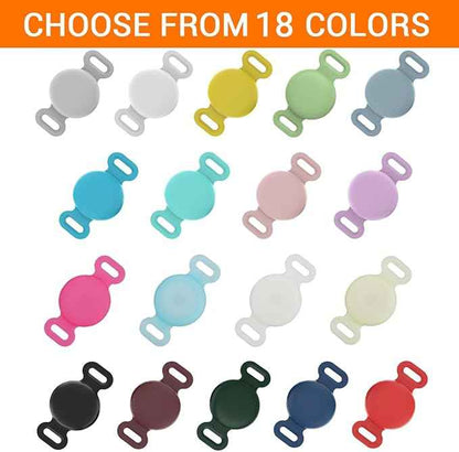 Personalized Waterproof Holder for Airtag Dog Collar Custom Name Phone Number Address Soft Full-Body Protective Silicone Air tag Cover for Pets Cats Anti-Lost Secure Lock for GPS Tracking, 18 Colors