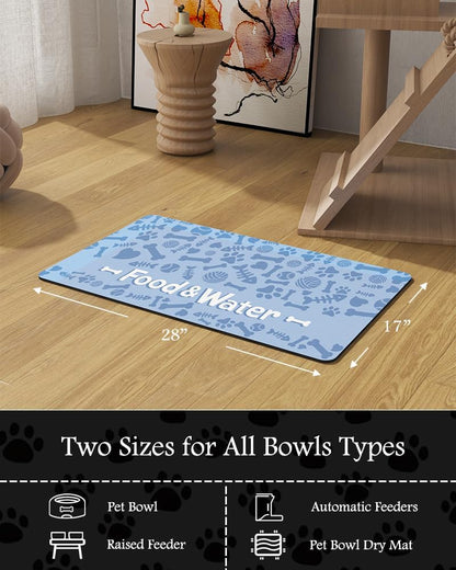 Pet Feeding Mat-Absorbent Dog Mat for Food and Water Bowl-No Stains Quick Dry Water Dispenser Mat-Dog Accessories Pet Supplies-Bowl for Messy Drinkers（Bone,17"x28"
