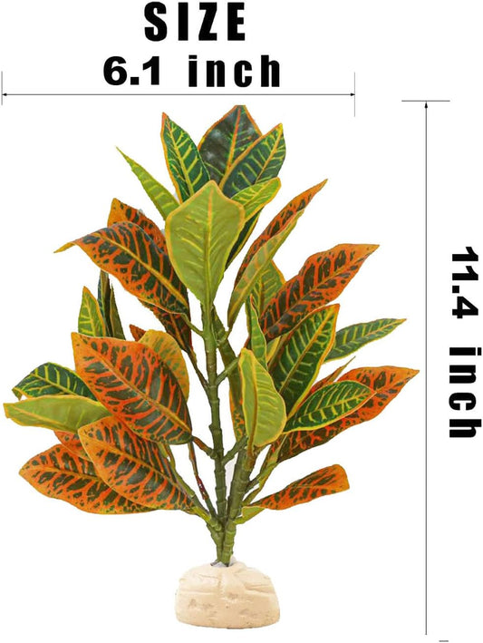 Reptile Plants Terrarium Artificial Leaves Reptile Tank Decorations for Bearded Dragon Lizard Snake Geckos Chameleon Amphibian Habitat Terrarium Decor