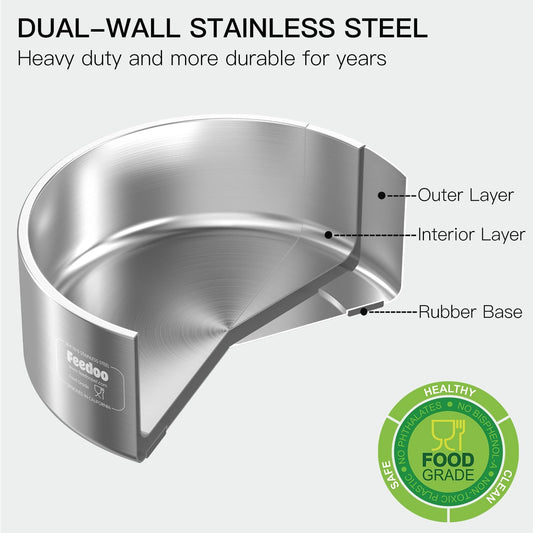 42oz Double Layer 304 Stainless Steel Dog Bowl - Insulated & Durable | Non-Slip Base | Easy to Clean | BPA-Free Safe Dog Food and Water Bowl