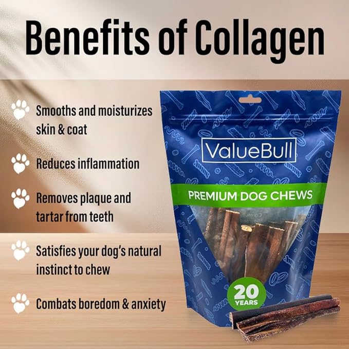 ValueBull Collagen Sticks for Dogs, Varied Shape & Size Chews, Natural Long-Lasting Dog Treats, 10 Pound Bulk Pack - Supports Joints, Skin & Coat with Chondroitin & Glucosamine