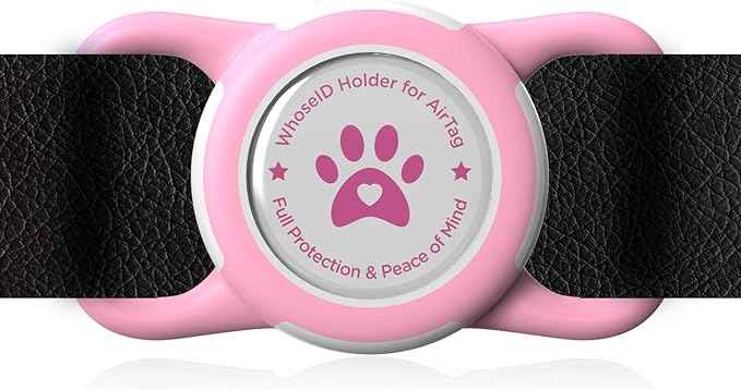 Airtag Dog Collar Holder, Durable & Lightweight Airtag Case, Slide-on Waterproof Protective Air Tag Holder for Dog Collar - for Dogs and Cats (Pink, Medium)