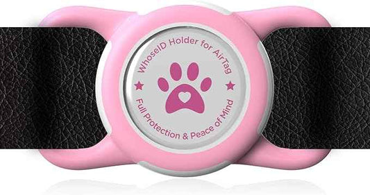 Airtag Dog Collar Holder, Durable & Lightweight Airtag Case, Slide-on Waterproof Protective Air Tag Holder for Dog Collar - for Dogs and Cats (Pink, Medium)