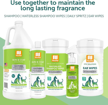 Nootie Aloe&Oatmeal Pet Shampoo for Sensitive Skin-Long lasting Cucumber Melon Shampoo-Helps Relieve Dry Itchy Skin for Dogs&Cat-Natural Ingredient-Soap Paraben&Sulfate Free-Cleans Conditions-1 Gallon
