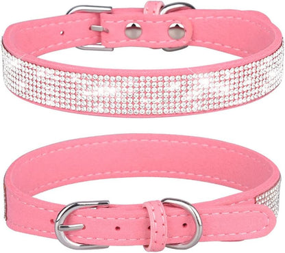 XXS Dog Collar with Rhinestones, Glitter Diamond Fancy Crystal Pretty Jewel Pet Bling Puppy Collars for XXS XS Small Medium Large Breed Female Dogs Girl Cats Kitten, Pink XXSmall