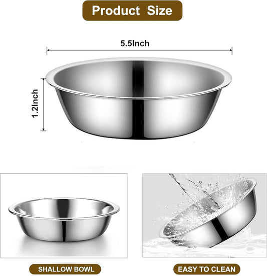 Stainless Steel Raised Cat Food Bowl for 2 Bowls, 5.5-Inch Replaceable Cat Bowl, Pack of 2 ďźNot fit 4.7 inch 3 Bowlsďź