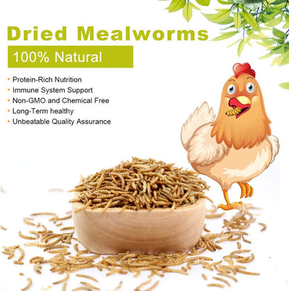 Dried Mealworms 5Lbs, High-Protein Bulk Mealworms, 100% Non-GMO Mealworm Treats for Birds, Chickens, Turtles, Fish, Hamsters and Hedgehogs All Natural Animal Feed