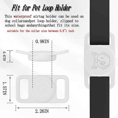 4 Pack Waterproof Dog Collar Holder Compatible with AirTag, Silicone Hidden Loop Holder for Airtag Tracker, Anti-Lost Dog Collar Accessories(Cyan,White,Black,Pink)