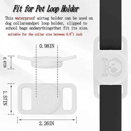4 Pack Waterproof AirTag Dog Collar Holder Compatible with Apple AirTag, Silicone Hidden Loop Holder for Airtag Tracker, Anti-Lost Dog Collar Air Tag Accessories(Black,White,Red,Blue)