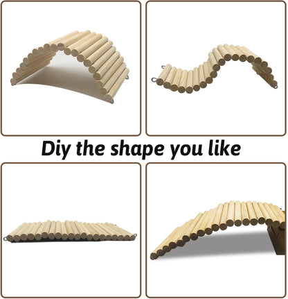 Hamiledyi 11.37 X 5.9 Inches Hides for Tortoises Wood Bendy Bridge Reptile Hide Climbing Ladder Hide Cave Turtle Habitat Decor for Lizards Gecko Spiders Snakes