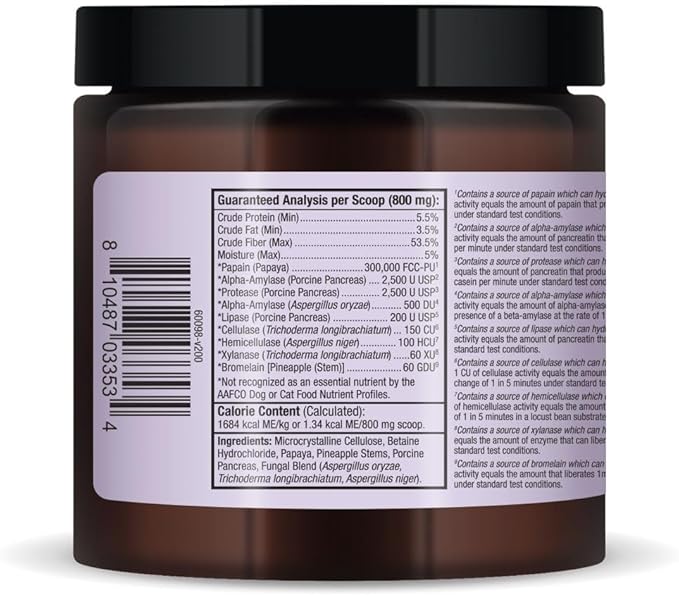 Bark & Whiskers Digestive Enzymes - Supports Kibble Digestion - Veterinarian Formulated - for Dogs & Cats - Non-GMO - 4.23 oz (120 g) - 150 Scoops