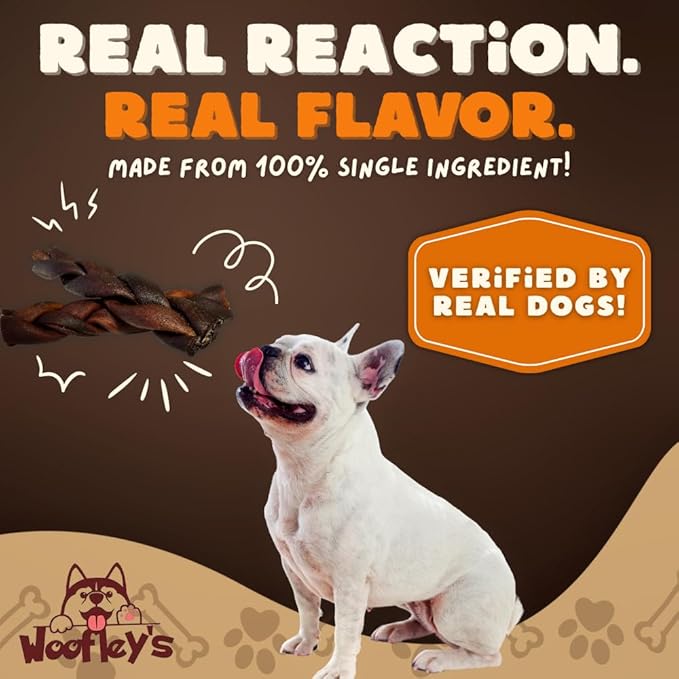 Woofley's 6 Inch Braided Collagen Sticks for Dogs - (50 Count) Bully Stick Rawhide Alternative Dog Chews No Hide Bones for Medium & Large Dogs
