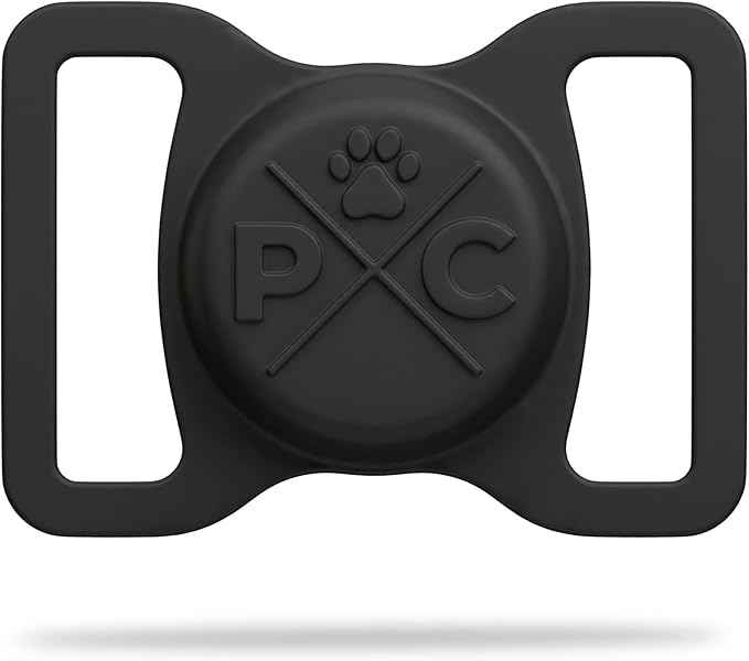 Pup Culture Compatible with AirTag Dog Collar Holder | Durable Protective Case to Help Track Your Pup | for Dog & Cat Collars - Black 1.5in