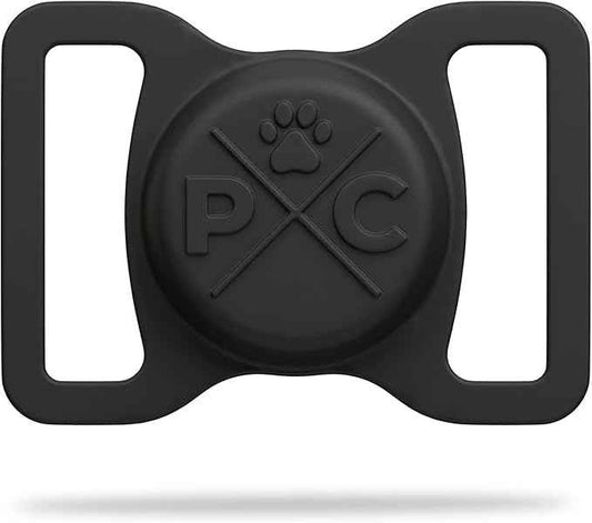 Pup Culture Compatible with AirTag Dog Collar Holder | Durable Protective Case to Help Track Your Pup | for Dog & Cat Collars - Black 1.5in