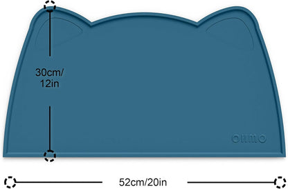 OHMO - Cat Food Mat, Silicone Pet Feeding Mat for Floor Non-Skid Waterproof Dog Water Bowl Tray, Easy to Clean Pet Placemat