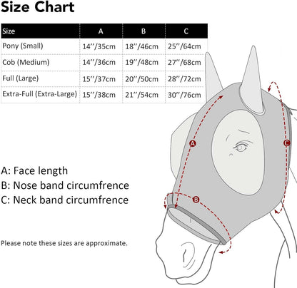 Harrison Howard Super Comfort Stretchy Fly Mask Large Eye Space with UV Protection Soft on Skin with Breathability Classic Letters S