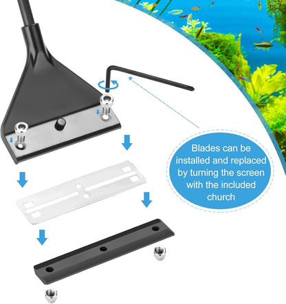 Algae Scraper for Glass Aquarium,Aquarium Razor Scraper with 10 Replaceable Blades,Aquarium Cleaning Tools.