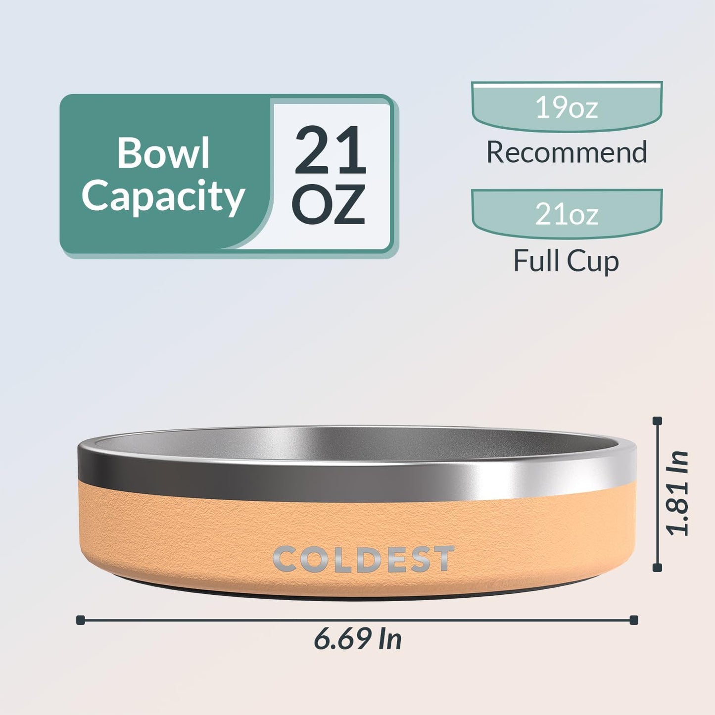 Coldest Dog Bowl - Anti Rust Metal, Non Slip, 3 Layers Insulated Stainless Steel Dog Bowls - Spill Proof & Heavy Duty - Water Bowl for Dogs, Cats & Pets, Dish Washer Safe (21 oz, Sahara Tan)