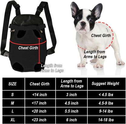 FEimaX Dog Carrier Backpack Pet Legs Out Front Cat Travel Bag, Adjustable Puppy Backpacks Carriers Hands-Free for Small Medium Dogs Cats Hiking Traveling Camping Daily Walking (X-Large, Black)