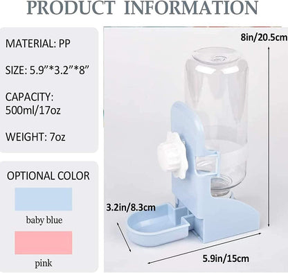 kathson 2PCS Rabbit Water Bottle, 17oz Hanging Water Fountain Automatic Dispenser No Leak WaterFeeder for Bunny Chinchilla Guinea Pig Hedgehog Ferret