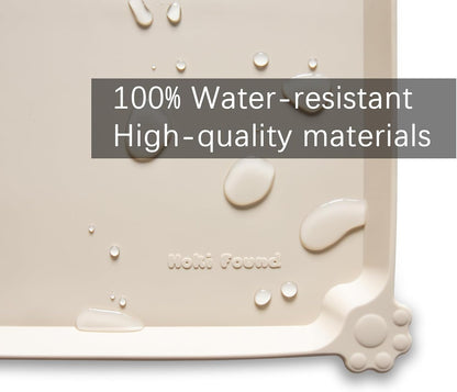 Hoki Found L Silicone Non Slip Pet Dog Cat Bowl Mats - Waterproof Dog Cat Food Mats for Carpet - PapayaWhip