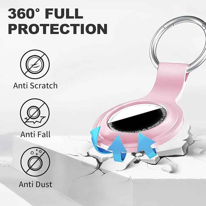 Case for AirTag 2nd Gen (2026) & 1st Gen, Silicone Holder Keychain Key Ring, Protective Cover for Air Tags, GPS Finder Accessories for Bags, Pets, Kids, Luggage,Pink/Hot Pink/Light Purple/Red