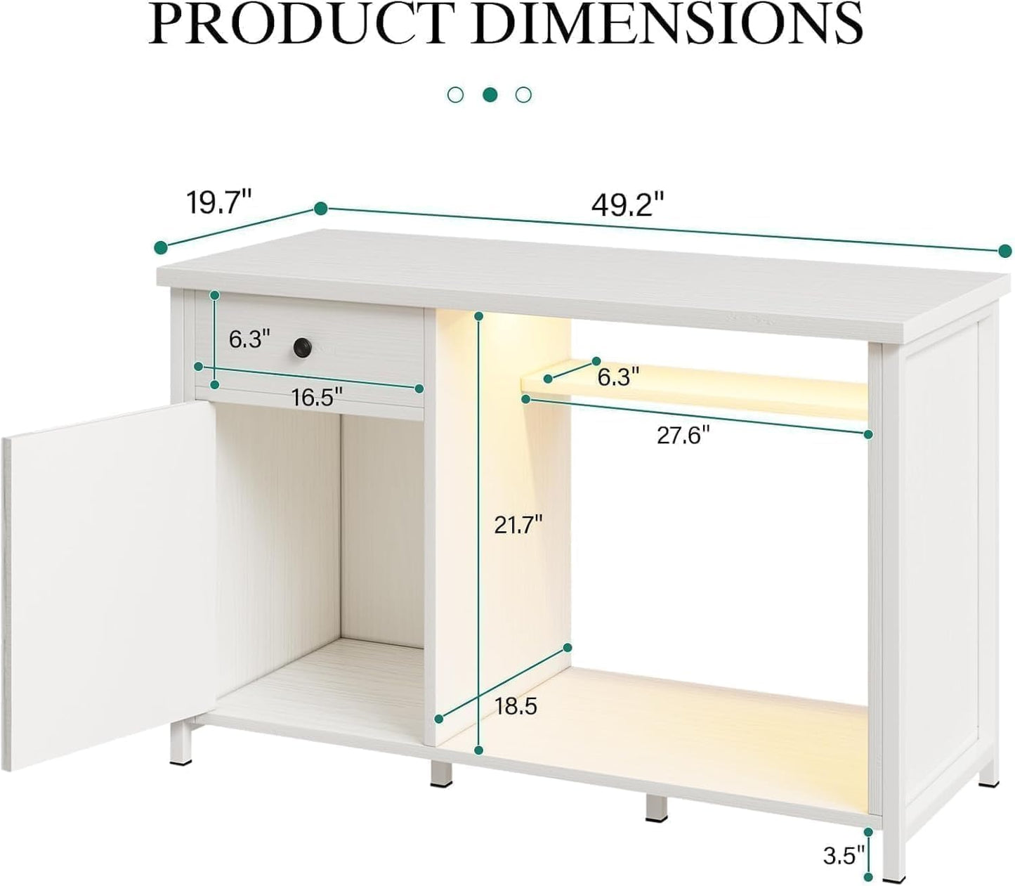 55 Gallon Fish Tank Stand with LED Light & Power Outlets, 55-75 Gallon Aquarium Stand with Drawer & Barn Door, 50" L x 20" W Cabinet for 2 Fish Tank Accessories Storage, Turtle Tank, Antique White