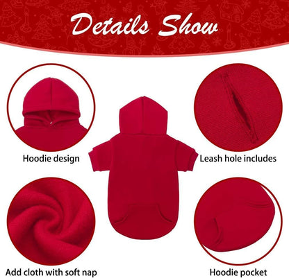 KOOLTAIL Basic Dog Hoodie - Soft and Warm Dog Hoodie Sweater with Leash Hole and Pocket, Dog Winter Coat, Cold Weather Clothes Sweatshirt for Small Medium Large Dogs Puppy Cat Boys Girls Red SM