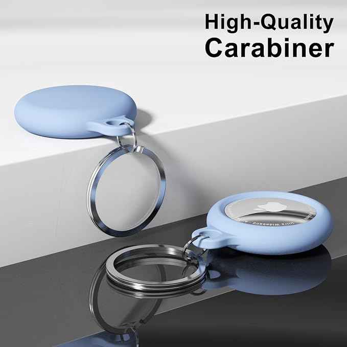 oakxco Compatible with Airtag Keychain Silicone, Holder with Key Ring, Cover Cute Accessories for Kids, Luggage, Car Dog Collar, Car, Compatible with Apple Airtag Case, Aqua Sky Baby Light Blue