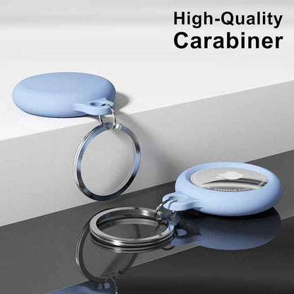 oakxco Compatible with Airtag Keychain Silicone, Holder with Key Ring, Cover Cute Accessories for Kids, Luggage, Car Dog Collar, Car, Compatible with Apple Airtag Case, Aqua Sky Baby Light Blue