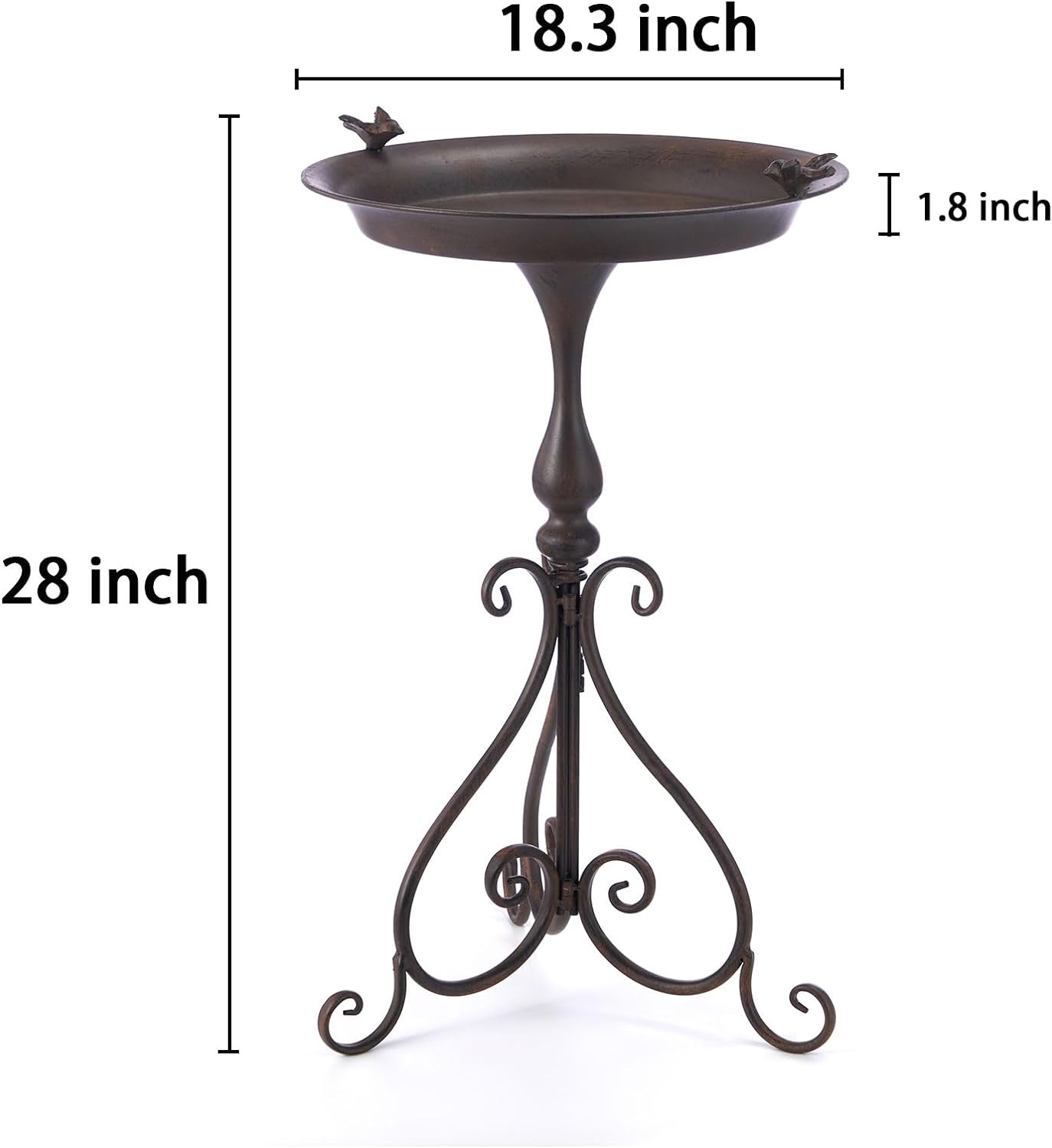 Dia 18" W*28" H Large Metal Bird Bath with Stand, Bird Baths for Outdoors, Metal Birdfeeder,for Garden Yard Decor