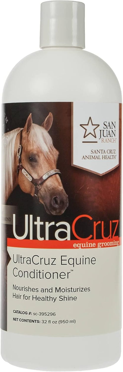 UltraCruz Equine Bright White Horse Shampoo & Conditioner Bundle, 32 oz Each with 16 oz Detangler