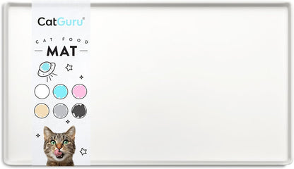 CatGuru Cat Food Mat, Small & Large Pet Placemat, 100% Waterproof Cat Feeding Mat, Silicone Mats for Cats Bowls, Non-Slip Mats for Pet Food and Water Bowl or Fountain (Large, Marshmallow)
