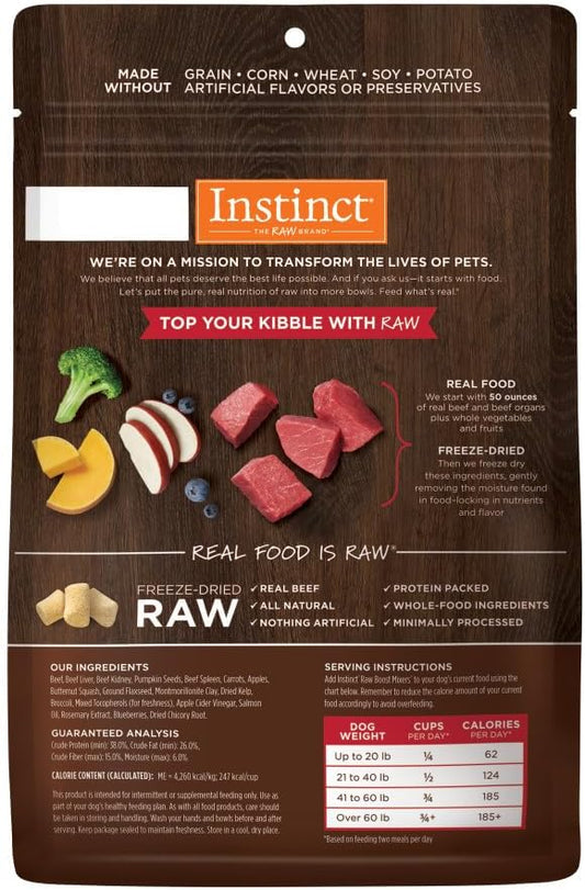 Instinct Raw Boost Mixers, Freeze Dried Dog Food Topper, Grain Free Recipe - All Natural Beef, 25 oz. Bag