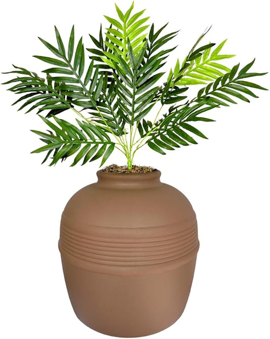 Good Pet Stuff Hidden Litter Box Planter, Decorative Cat Litter Enclosure with Carbon Filter, Artificial Plant, Easy Clean, Indoor Design, Original Round Style, Base Kit, Mocha Brown