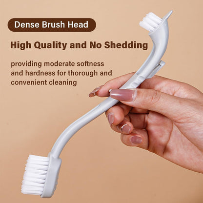 MANON ROSA Bird Cage Cleaner with Two Brush Heads Long Handle Tool for Cleaning Bird Parrot Cages Kennels Perches