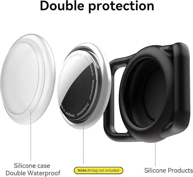 for AirTag Dog Collar Holder 2 Pack Dog Collar with AirTag Holder Waterproof AirTag Holder for Dog Collar, Secure Silicone Case for Apple AirTag 1 & 2, Lightweight Anti-Lost Pet Tracker Mount