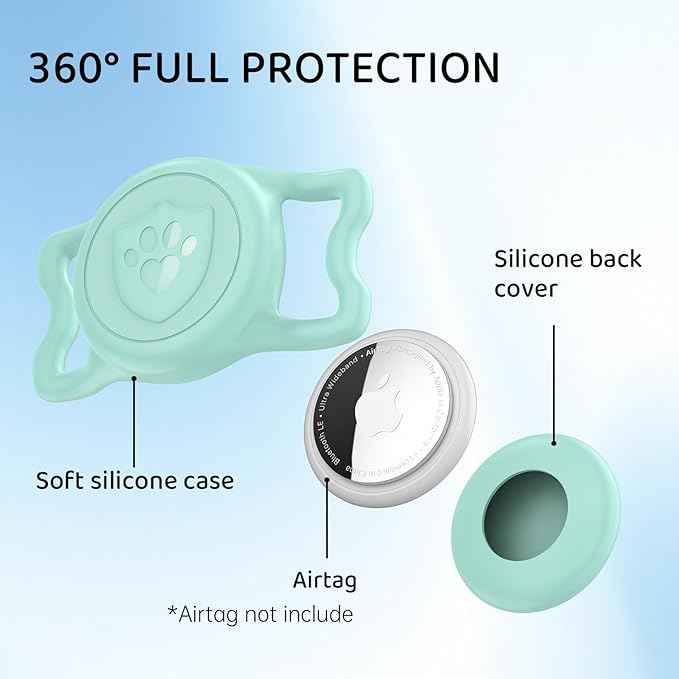 for Air tag Dog Collar Holder – IP68 Waterproof Air Tagholder for Dog Collar, Anti-Lost & Durable Silicone Case, Compatible with Apple Air Tags (Light Green)