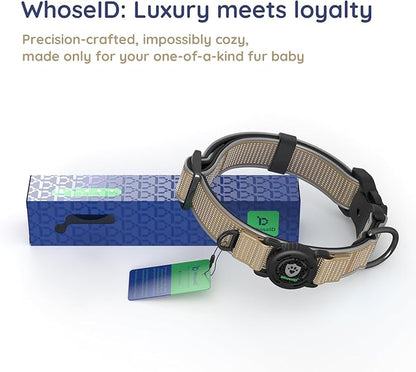 WhoseID Premium AirTag Dog Collar - Air Tag Small Dog Collar | Fur-Safe Magnetic Buckle | IPX8 Waterproof Reflective Dog Collar with AirTag Holder