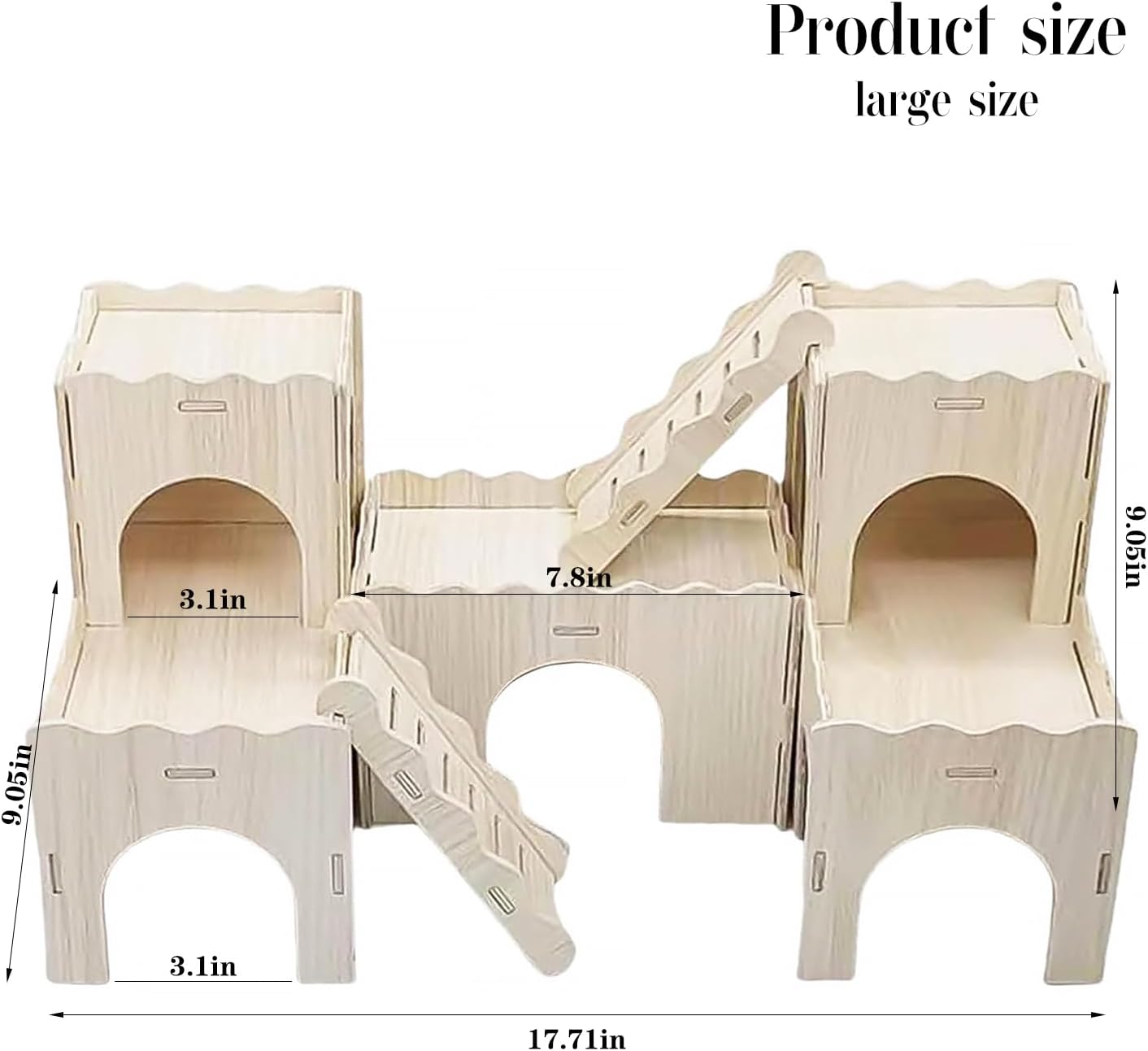 Large Wooden Hamster House Castle with Double Decker,Large Hamster, Wooden Hamster Houses,Dwarf Hamster Habitat Hideout with Climbing Ladder,Large Guinea Pig Castle Detachable Hideouts(c)